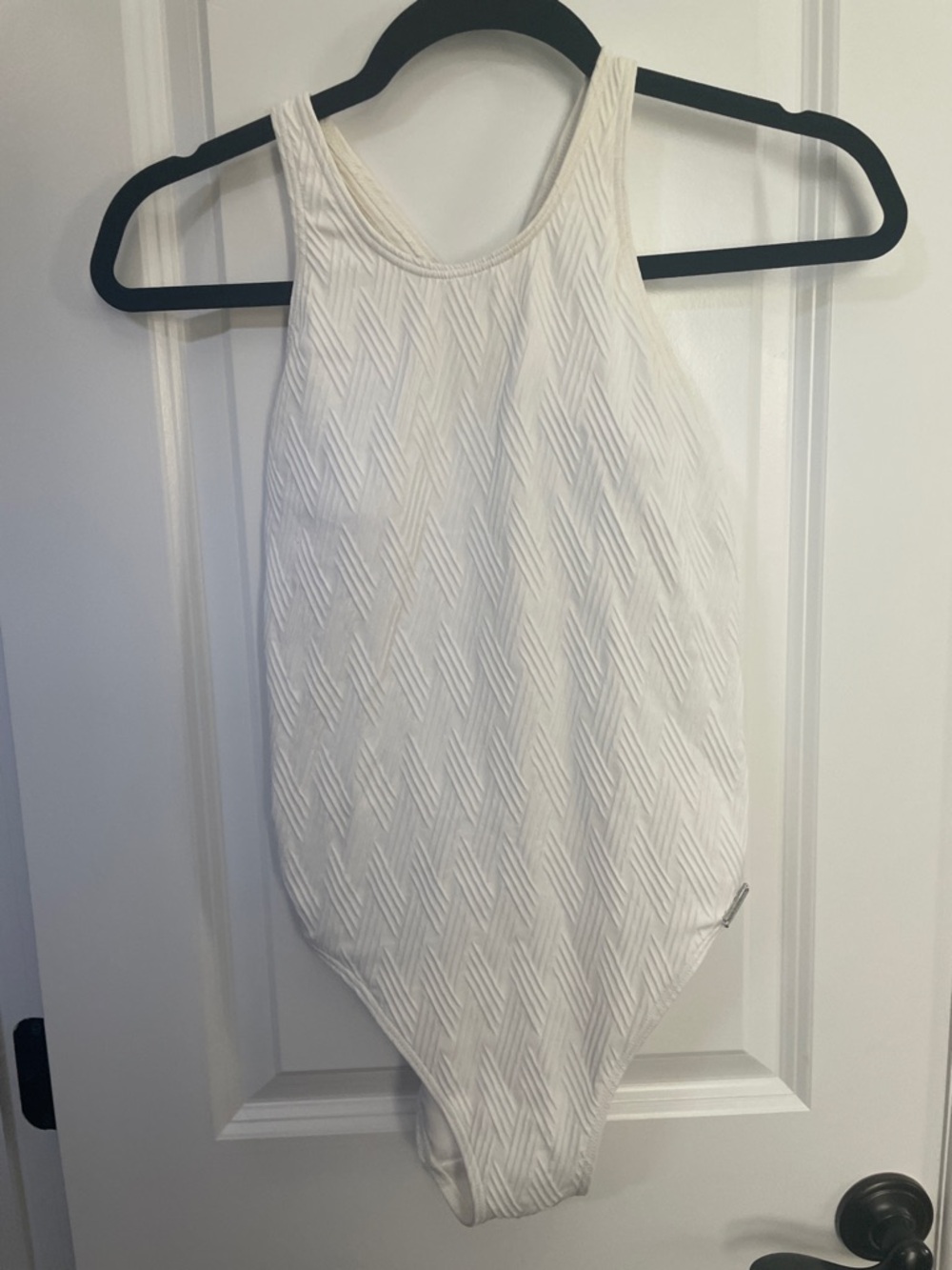 Vince Camuto Cream Textured Racerback One-Piece
